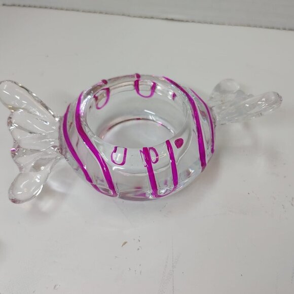 Candle Holders Set of 3 PartyLite Jollyville Glass Swirl Wrapped Candy Tea Light - Picture 7 of 7